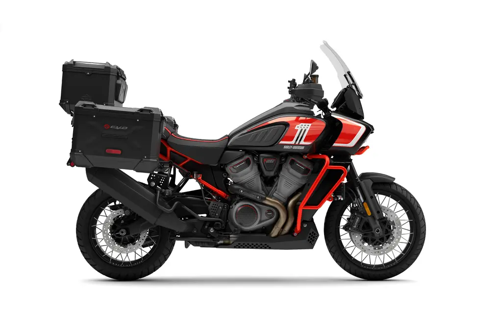 Right-side studio view of a 2024 Harley-Davidson CVO Pan America RA1250SE.