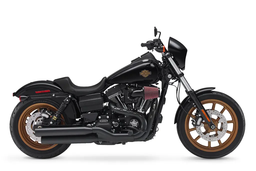 Right-side studio view of a black 2017 Harley-Davidson Dyna Low Rider S.