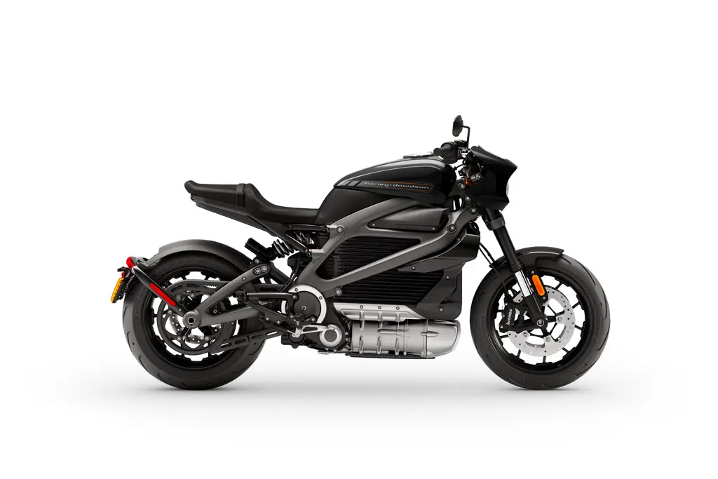 Right-side studio view of a 2020 Harley-Davidson LiveWire ELW.