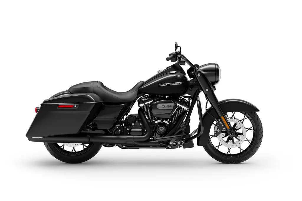 2020 Harley-Davidson Road King Special, right side, studio shot, blacked-out finish and no windshield