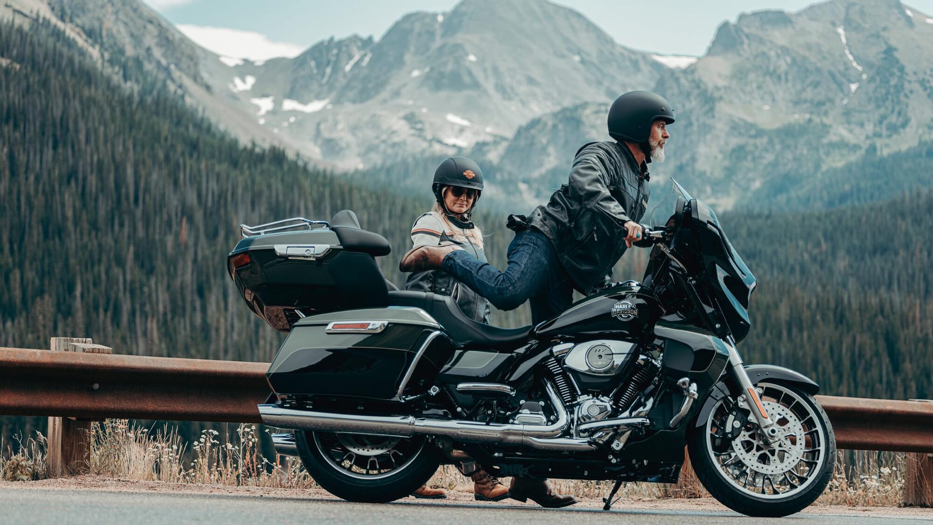 A rider on a Harley-Davidson on the road