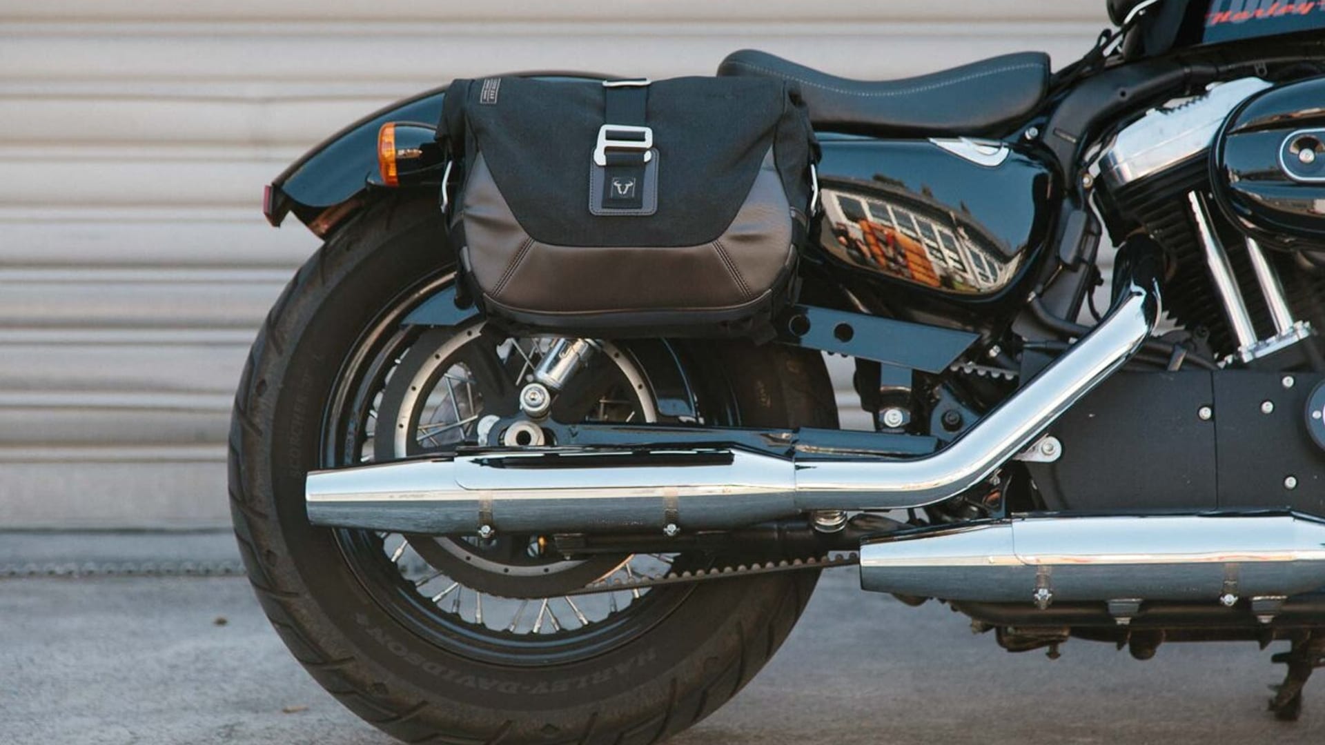 SW-Motech engine bars and frame protection on adventure motorcycle — Iron Stable